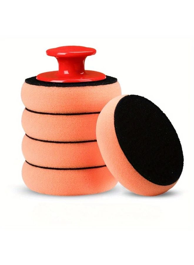 6 Piece Car Wax Sponge Set With Handle Polyurethane Pads Manual Applicator Kit - Image 1
